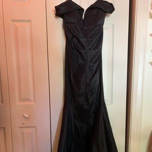 Long, black off-shoulder formal dress